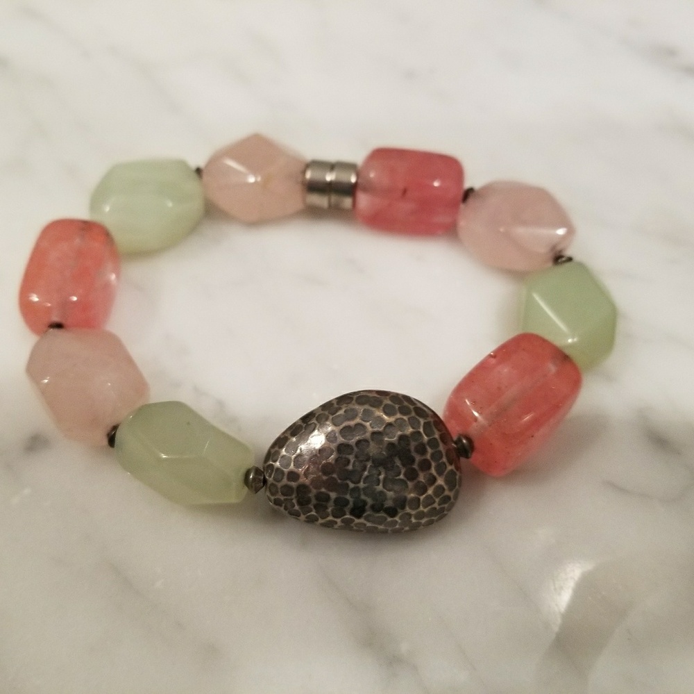 Silpada stone and Sterling silver bead bracelet